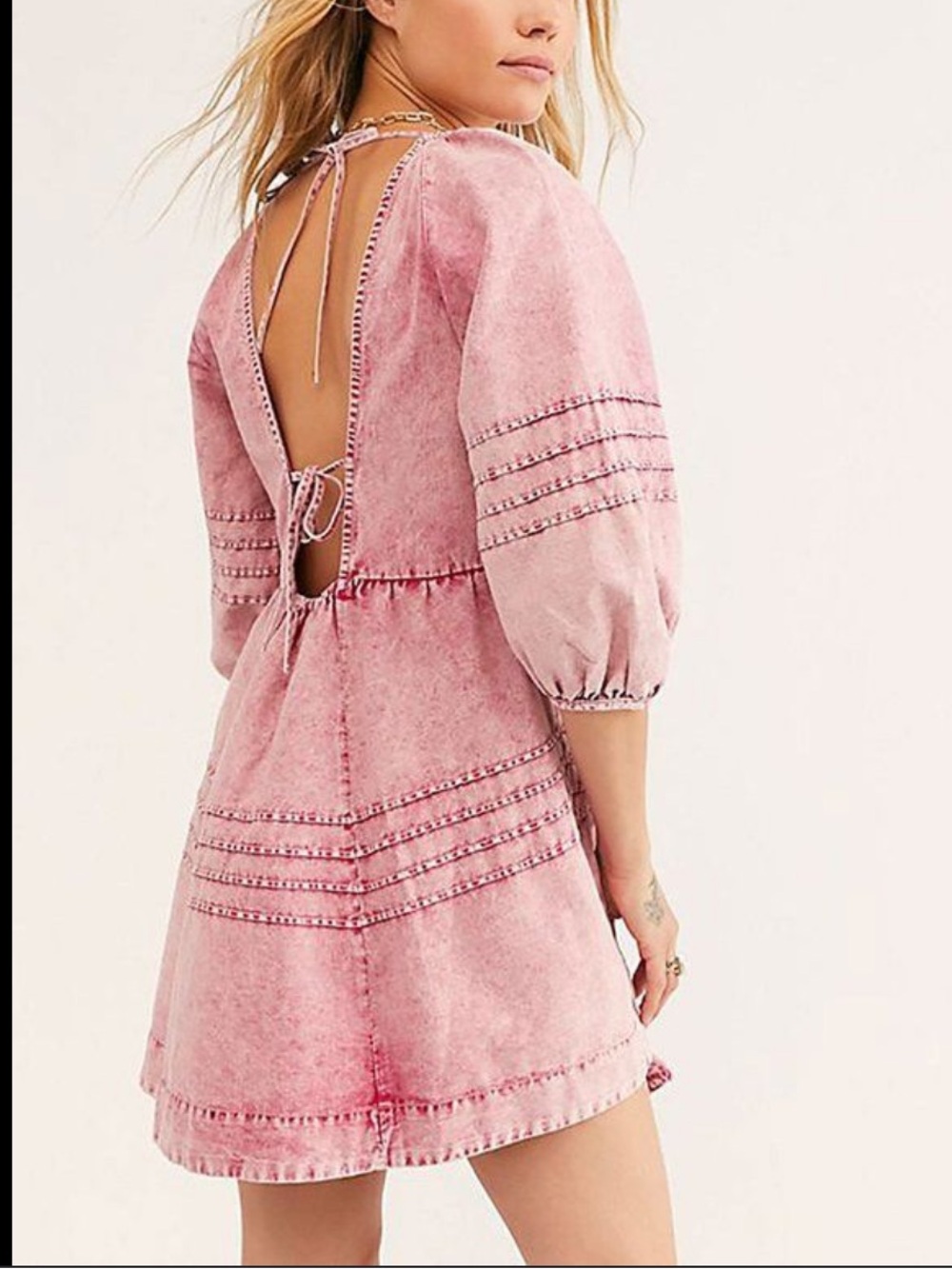 NWT Free People Mini Dress long sleeves Sweet Surrender size Large 100% Cotton - Picture 2 of 11